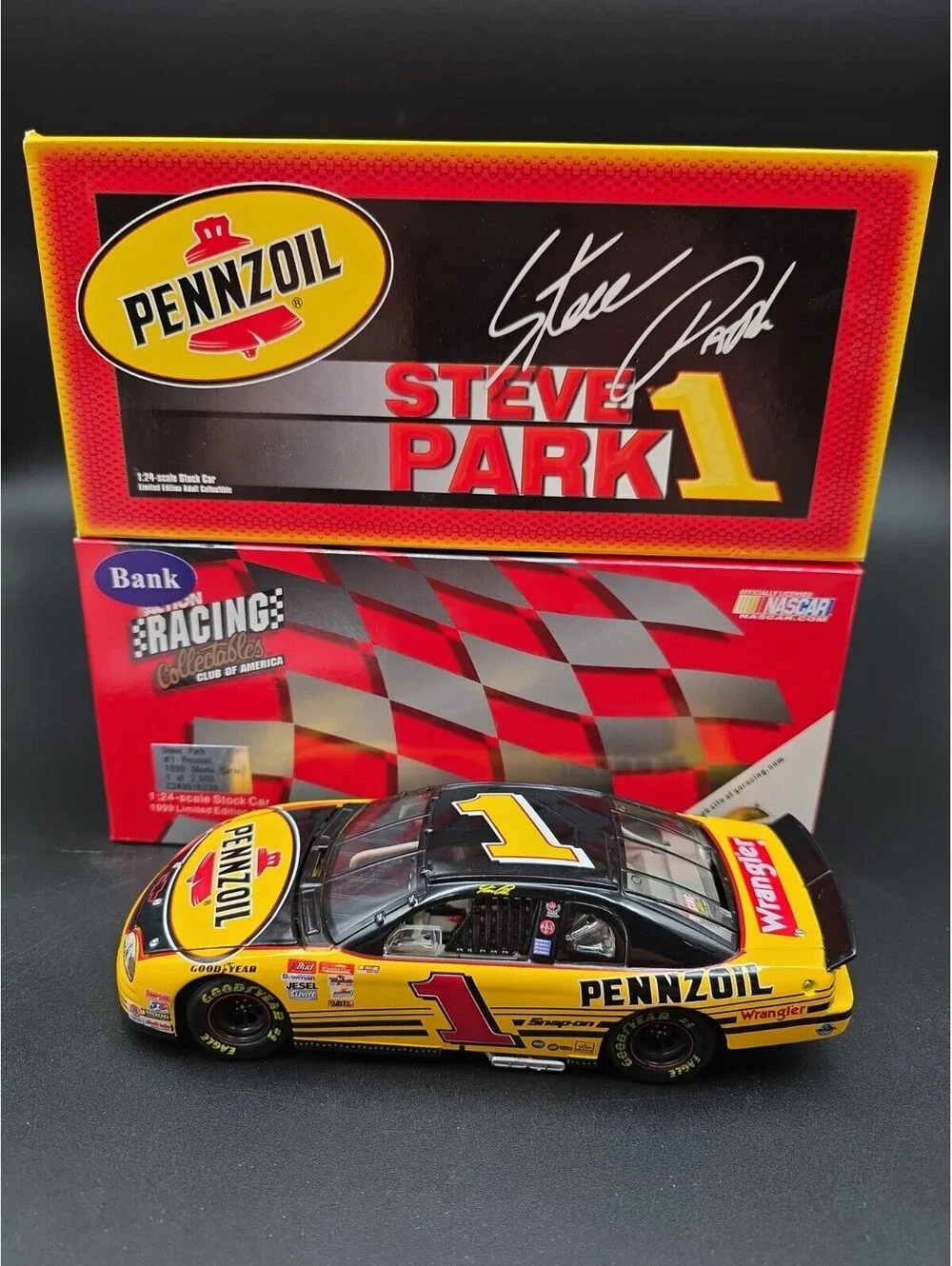 Steve Park #1 Pennzoil 1999 Monte Carlo 1:24 Scale Car Action Bank